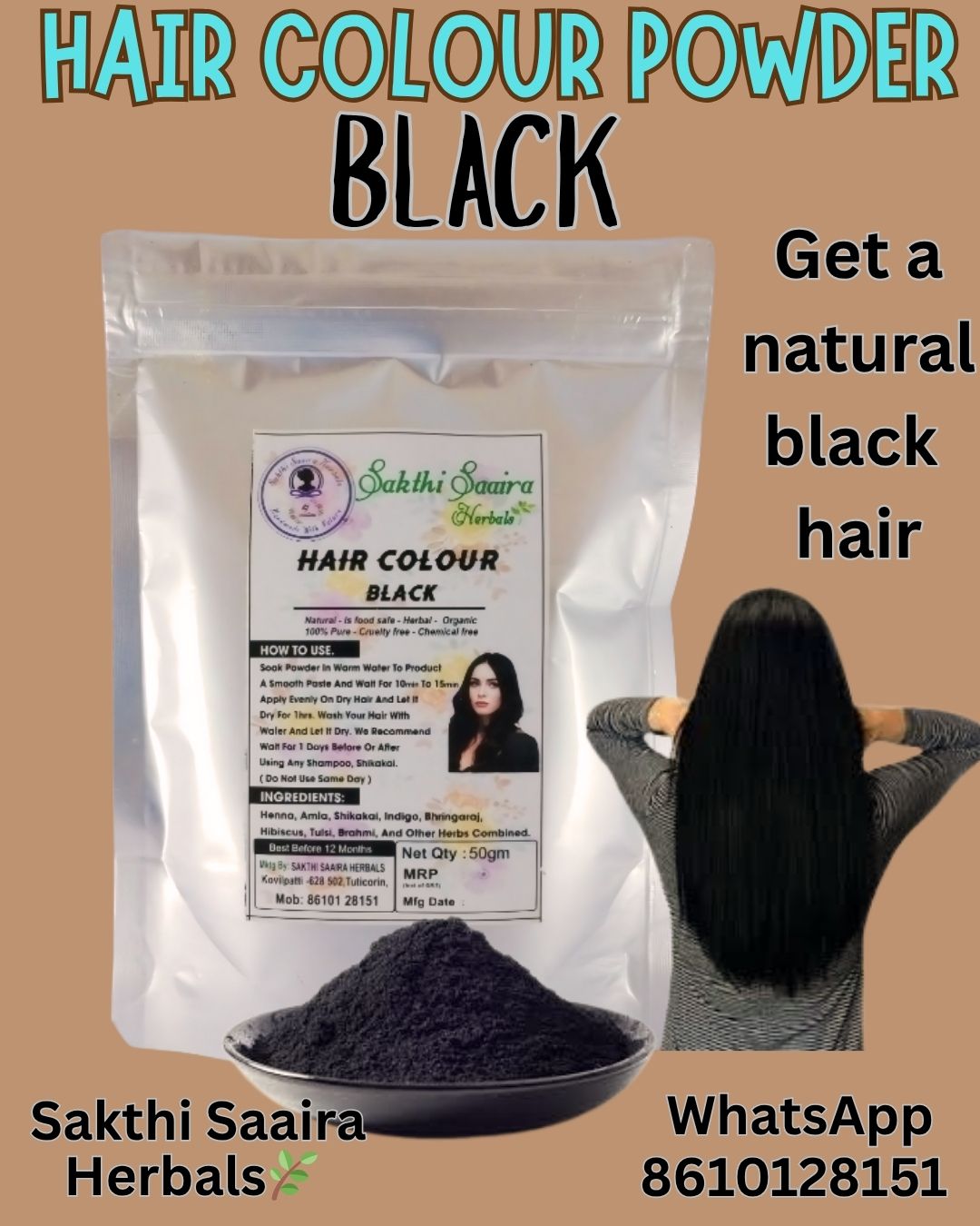 Black Hair Colour Powder